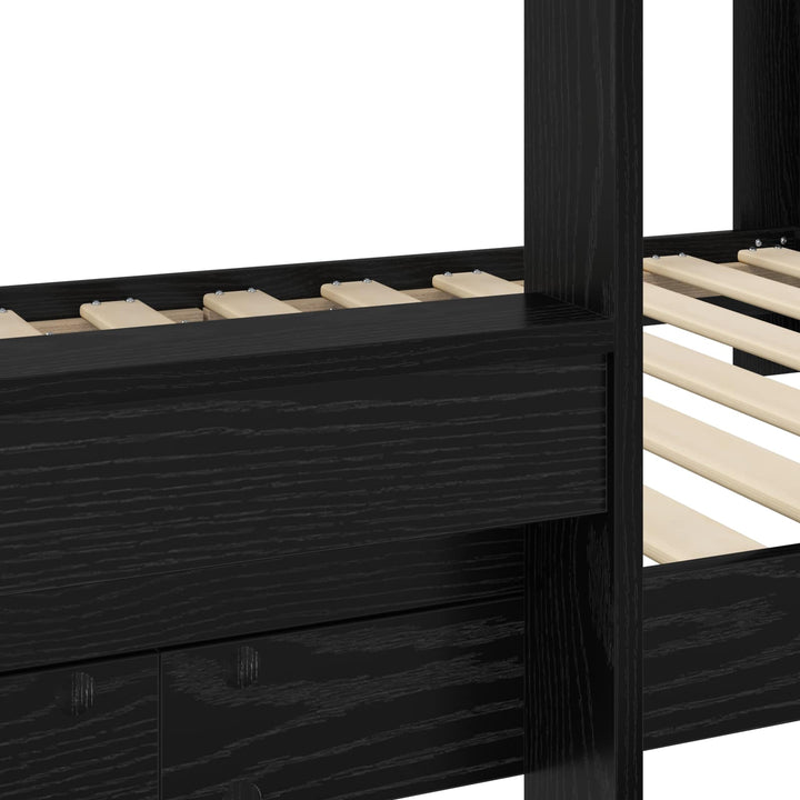 Køjeseng til Børn Sort eg 75 x 190 cm Konstrueret træ