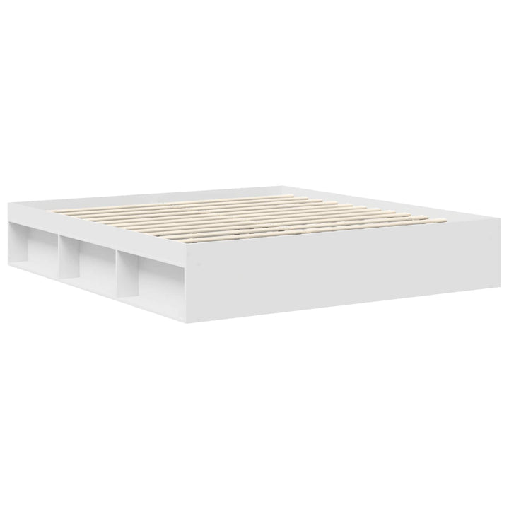 Sengestel med hovedgærde Hvid 200 x 200 cm Massiv fyrretræ