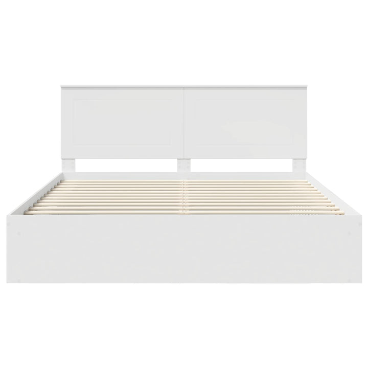 Sengestel med hovedgærde Hvid 200 x 200 cm Massiv fyrretræ