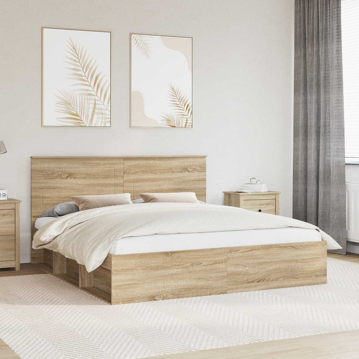 Sengestel med hovedgærde Sonoma 200 x 200 cm Massiv fyrretræ