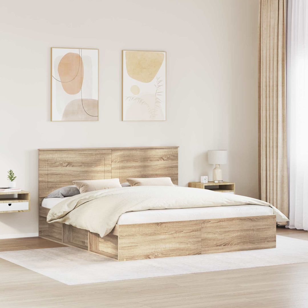Sengestel med hovedgærde Sonoma 200 x 200 cm Massiv fyrretræ