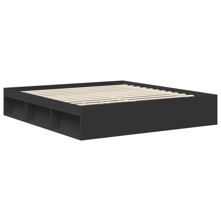 Sengestel med hovedgærde Sort 180 x 200 cm Massiv fyrretræ