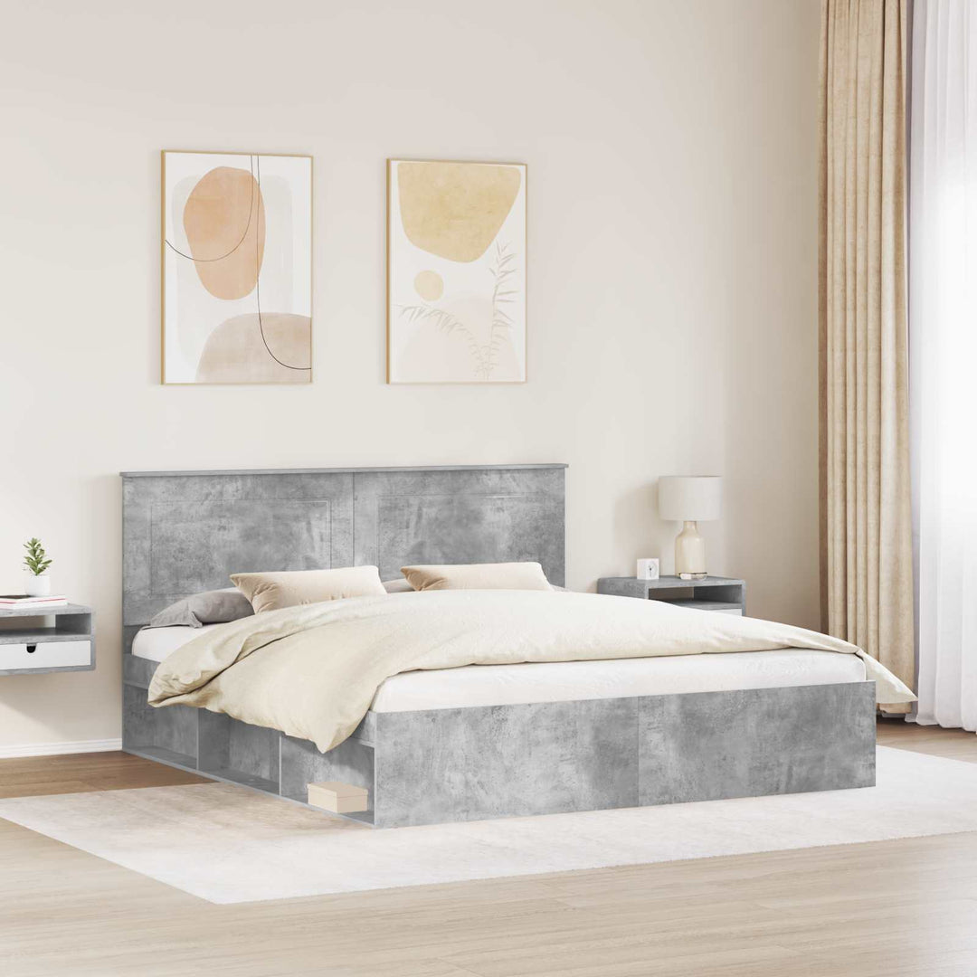 Sengestel med hovedgærde Beton 180 x 200 cm Massiv fyrretræ