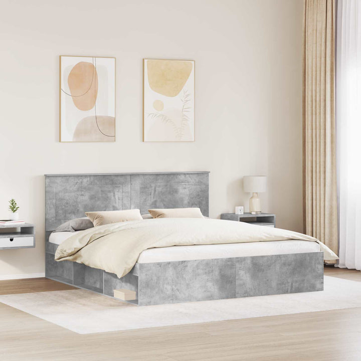 Sengestel med hovedgærde Beton 180 x 200 cm Massiv fyrretræ