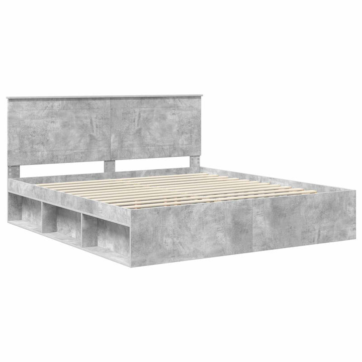 Sengestel med hovedgærde Beton 180 x 200 cm Massiv fyrretræ