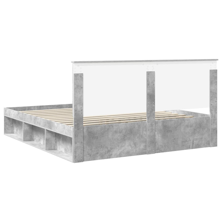Sengestel med hovedgærde Beton 180 x 200 cm Massiv fyrretræ