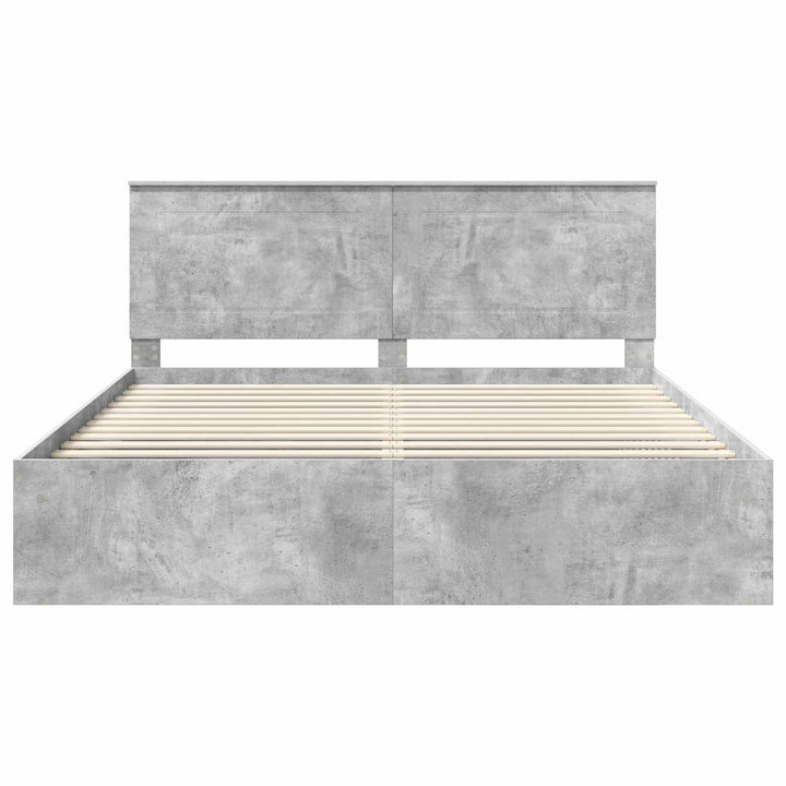 Sengestel med hovedgærde Beton 180 x 200 cm Massiv fyrretræ