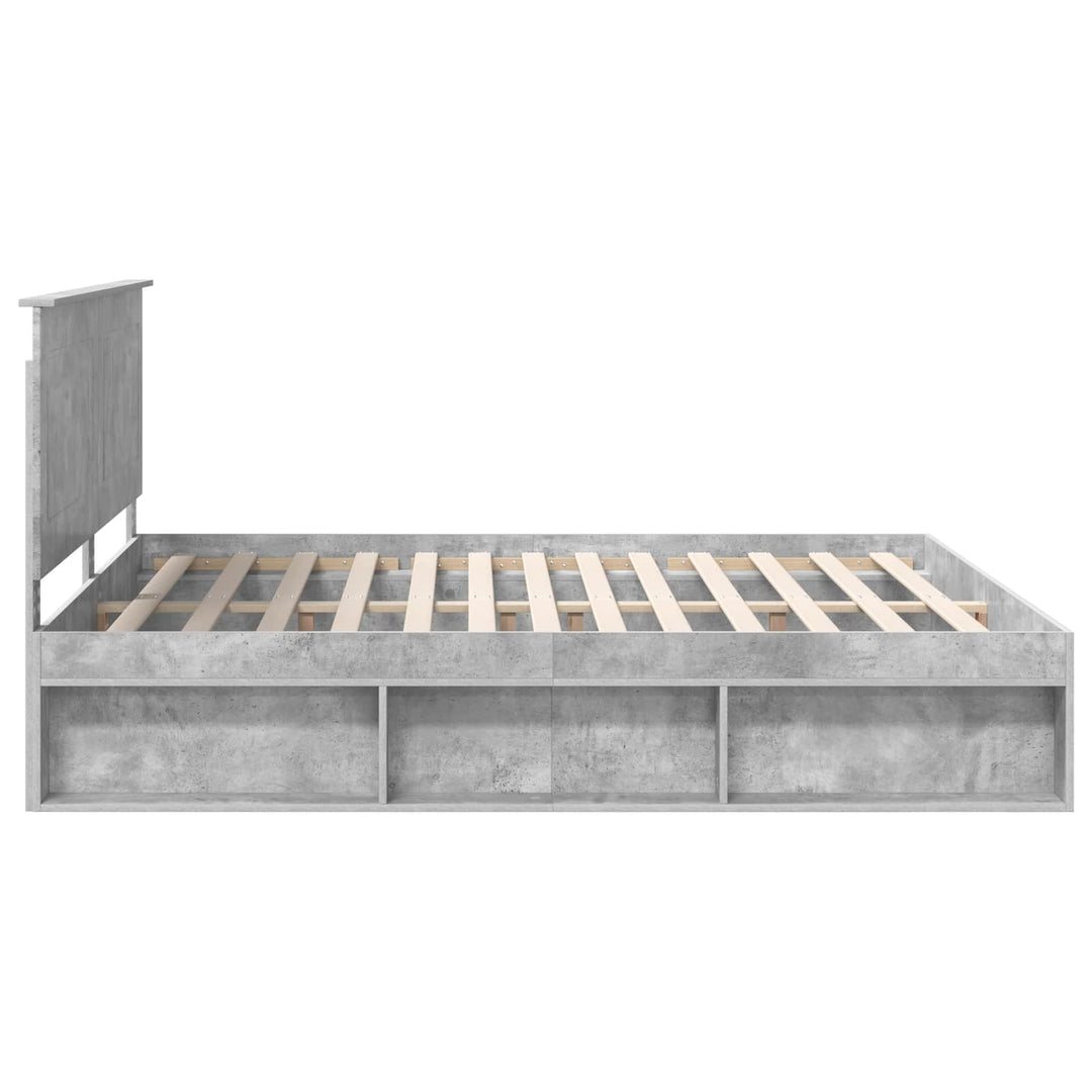 Sengestel med hovedgærde Beton 180 x 200 cm Massiv fyrretræ