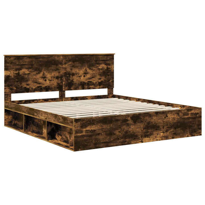 Sengestel med hovedgærde Røget eg 180 x 200 cm Massiv fyrretræ