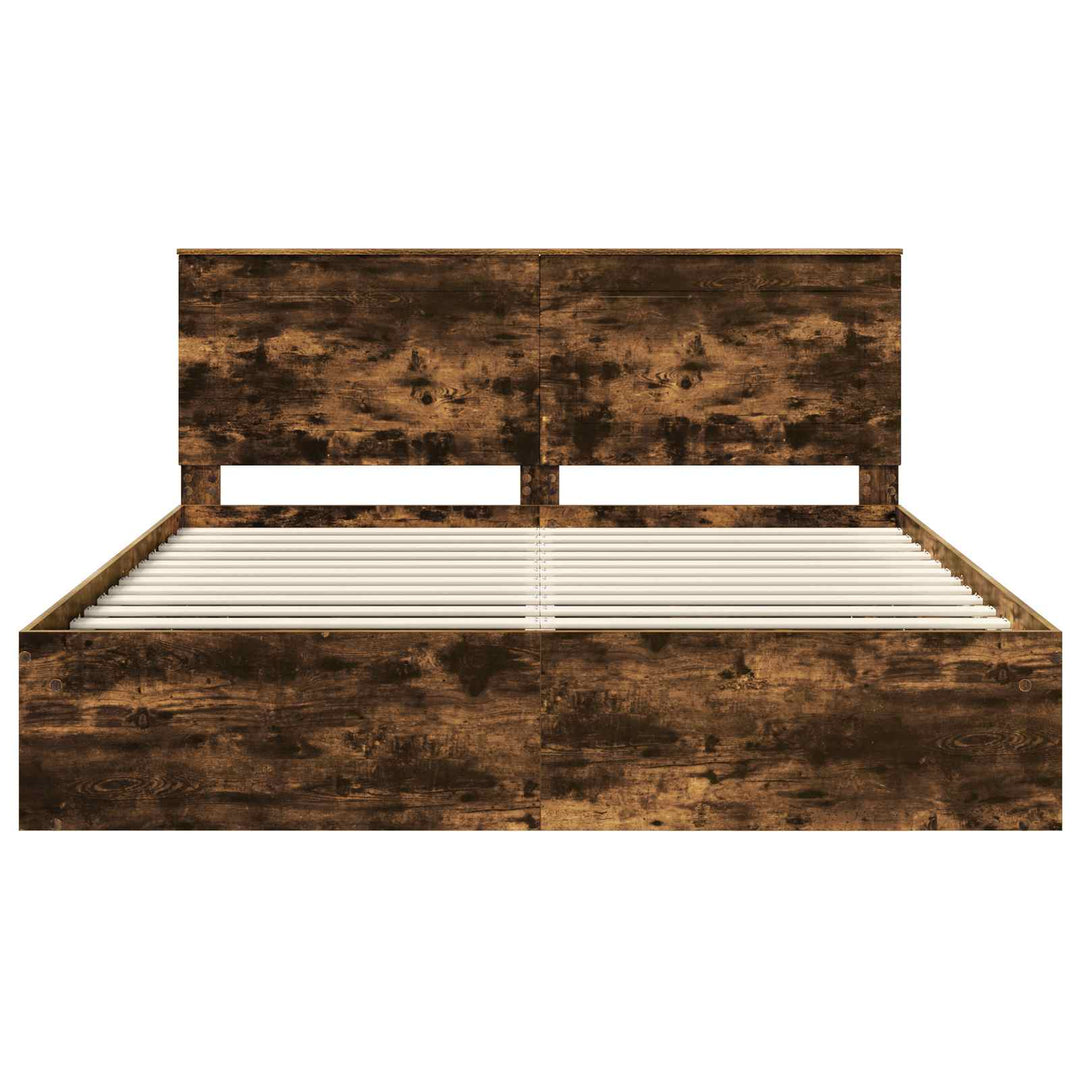 Sengestel med hovedgærde Røget eg 180 x 200 cm Massiv fyrretræ