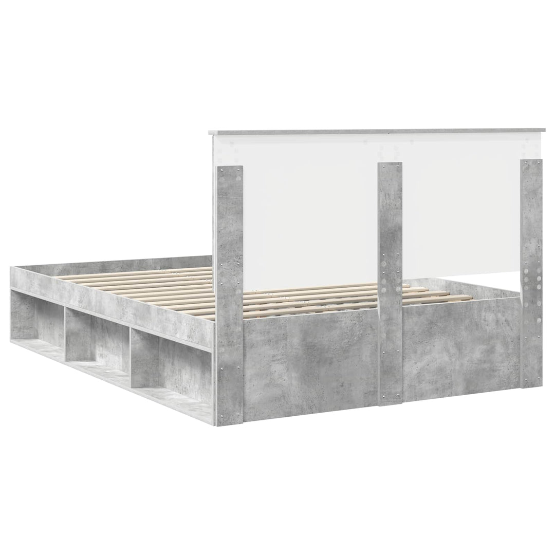 Sengestel med hovedgærde Beton 160 x 200 cm Massiv fyrretræ
