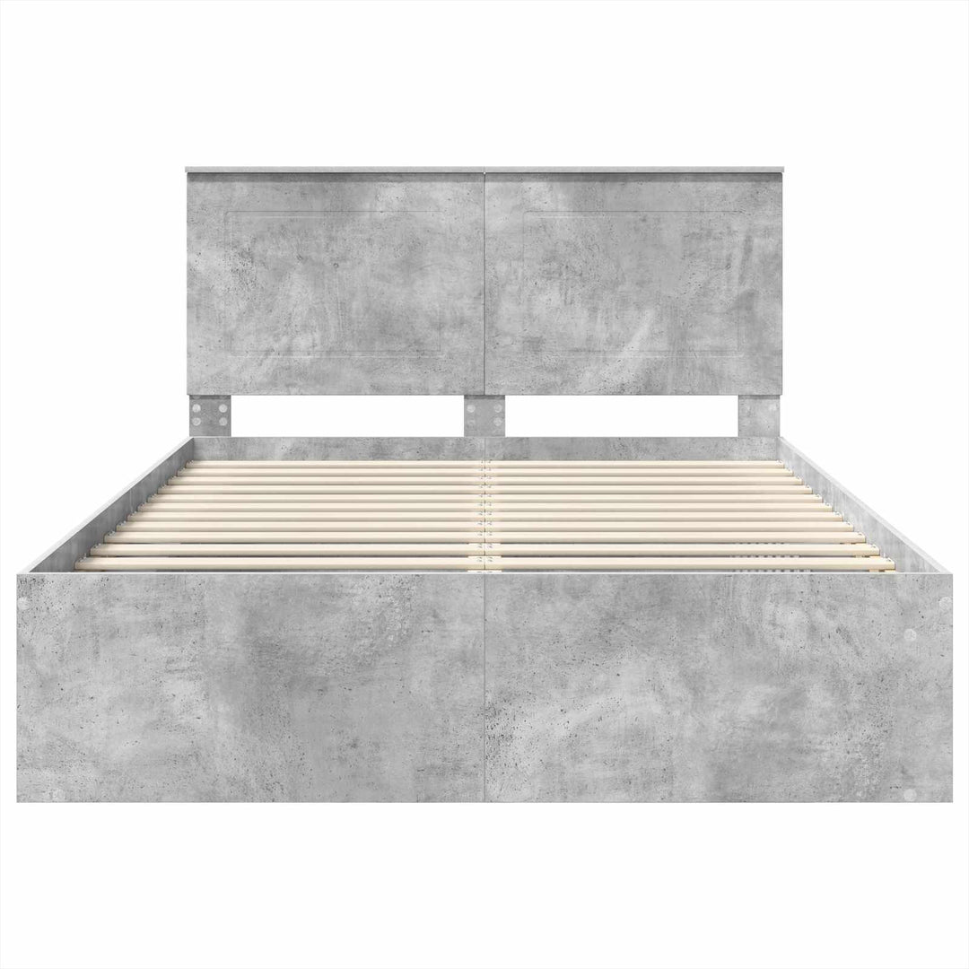Sengestel med hovedgærde Beton 160 x 200 cm Massiv fyrretræ