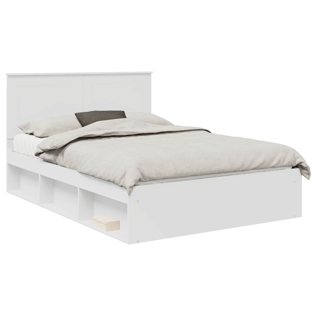 Sengestel med hovedgærde Hvid 150 x 200 cm Massiv fyrretræ