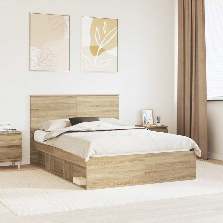 Sengestel med hovedgærde Sonoma eg 150 x 200 cm Massiv fyrretræ