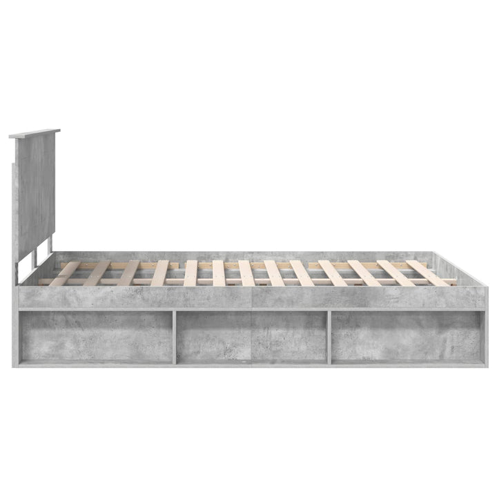 Sengestel med hovedgærde Beton Grå 150 x 200 cm Massiv fyrretræ