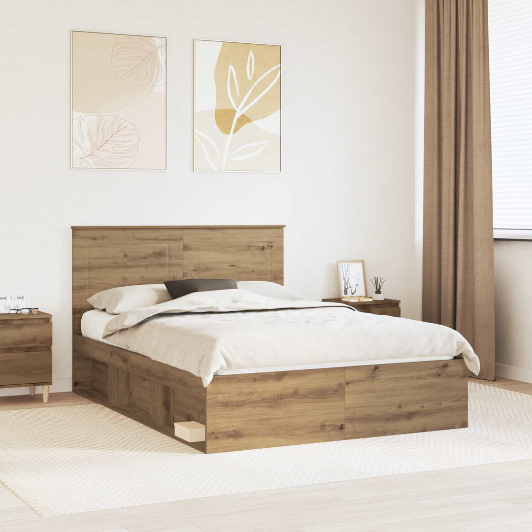 Sengestel med skuffe Artisan eg 150 x 200 cm Massiv fyrretræ