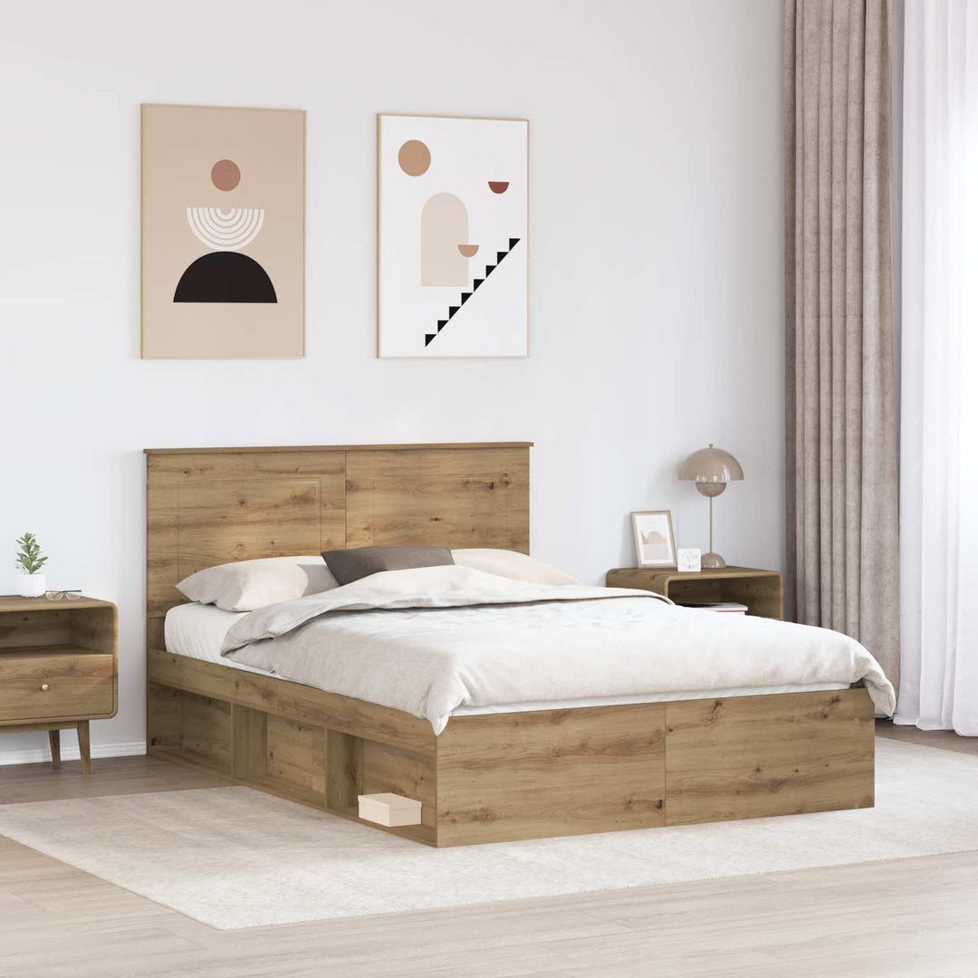 Sengestel med skuffe Artisan eg 150 x 200 cm Massiv fyrretræ