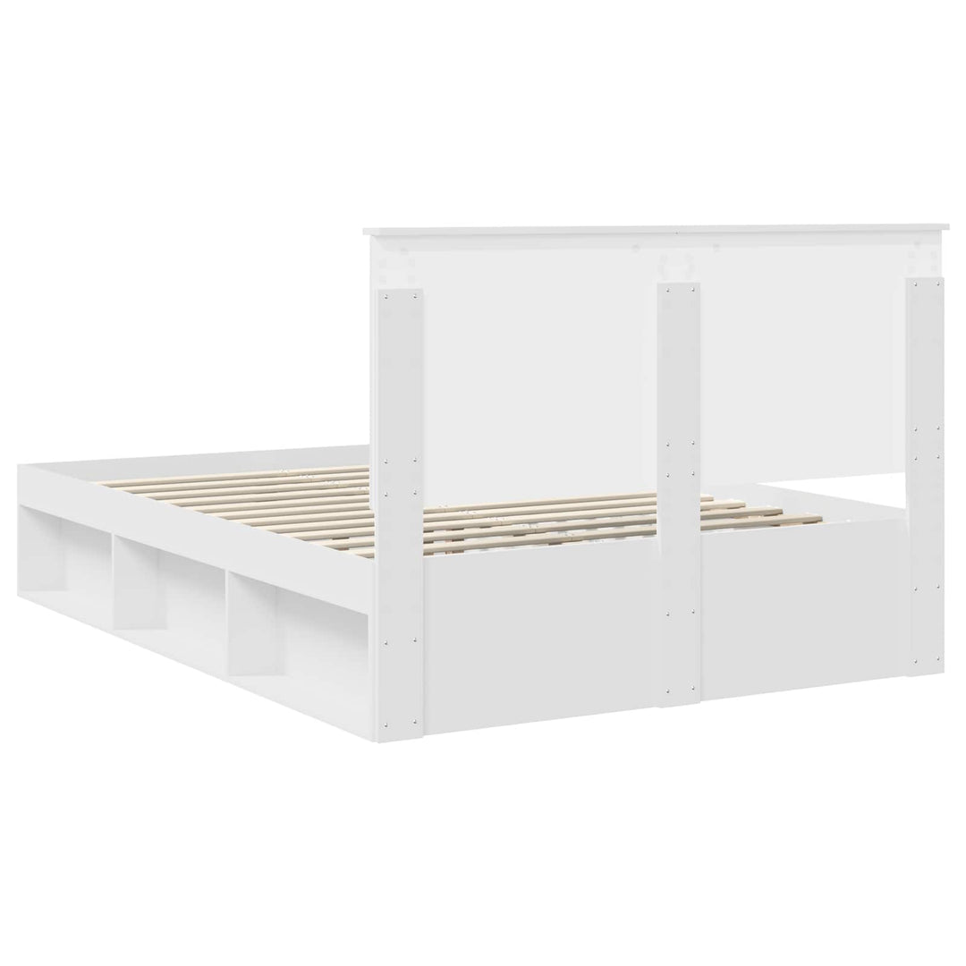 Sengestel med hovedgærde Hvid 140 x 190 cm Massiv fyrretræ