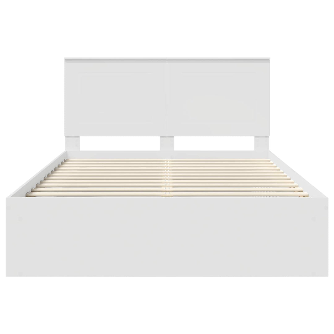 Sengestel med hovedgærde Hvid 140 x 190 cm Massiv fyrretræ