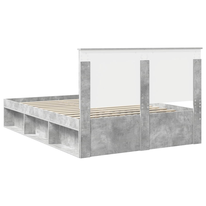 Sengestel med hovedgærde Beton 140 x 190 cm Massiv fyrretræ