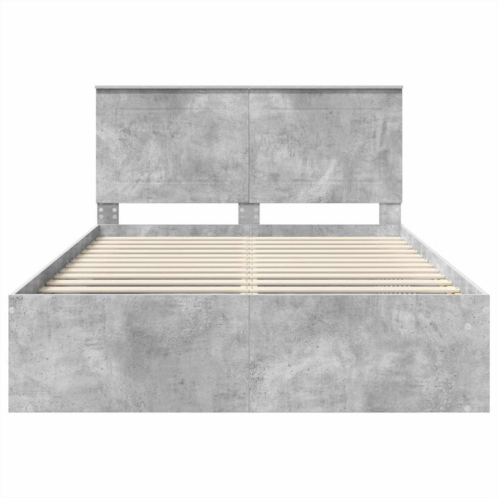 Sengestel med hovedgærde Beton 140 x 190 cm Massiv fyrretræ