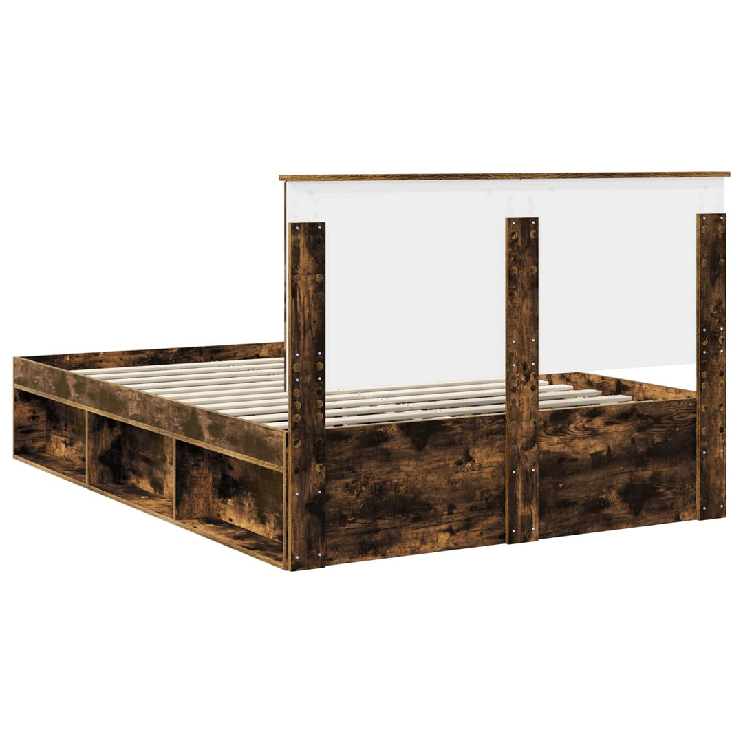 Sengestel med hovedgærde Røget eg 140 x 190 cm Massiv fyrretræ