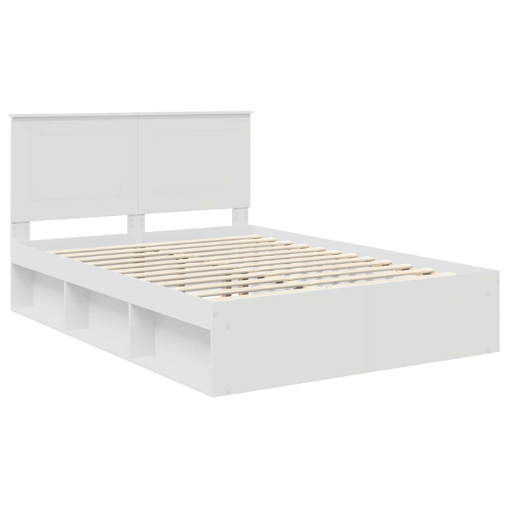 Sengestel med hovedgærde Hvid 140 x 200 cm Massiv fyrretræ