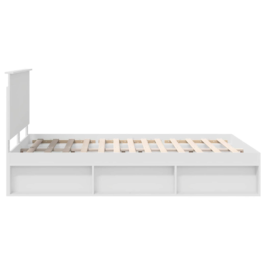 Sengestel med hovedgærde Hvid 140 x 200 cm Massiv fyrretræ