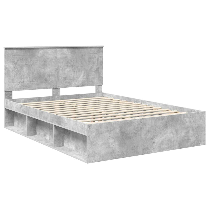 Sengestel med hovedgærde Beton 140 x 200 cm Massiv fyrretræ