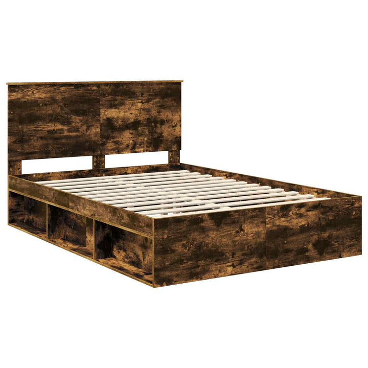 Sengestel med hovedgærde Røget eg 140 x 200 cm Massiv fyrretræ