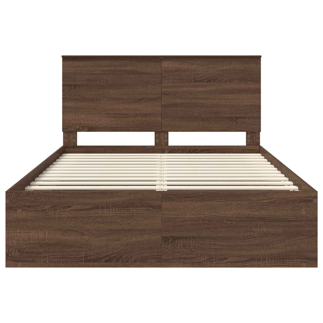 Sengestel med hovedgærde Brun eg 140 x 200 cm Massiv fyrretræ