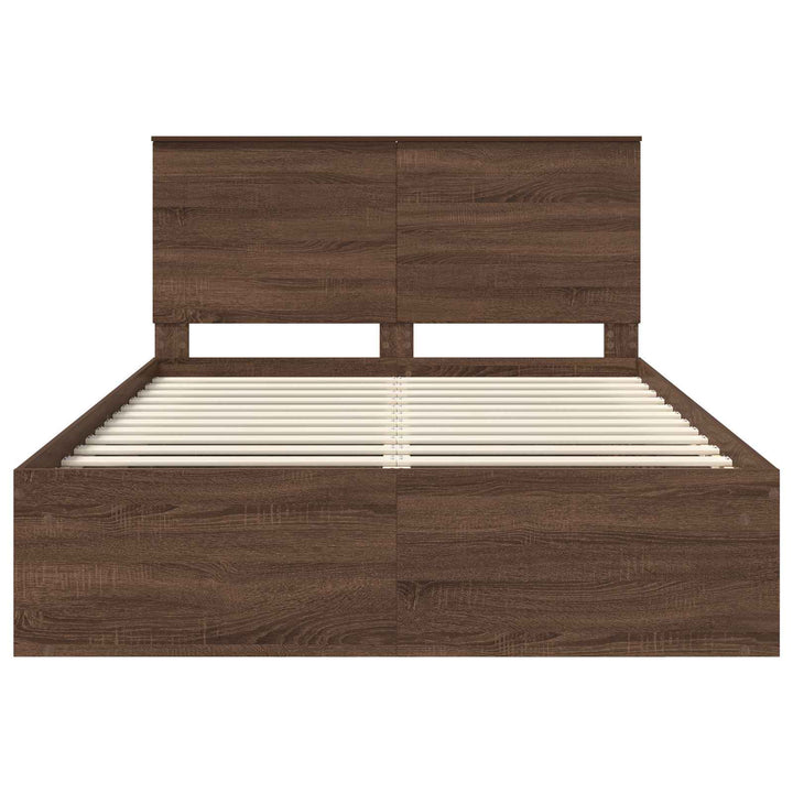 Sengestel med hovedgærde Brun eg 140 x 200 cm Massiv fyrretræ