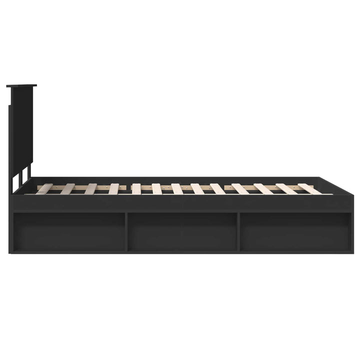 Sengestel med skuffe Sort 135 x 190 cm Massiv fyrretræ
