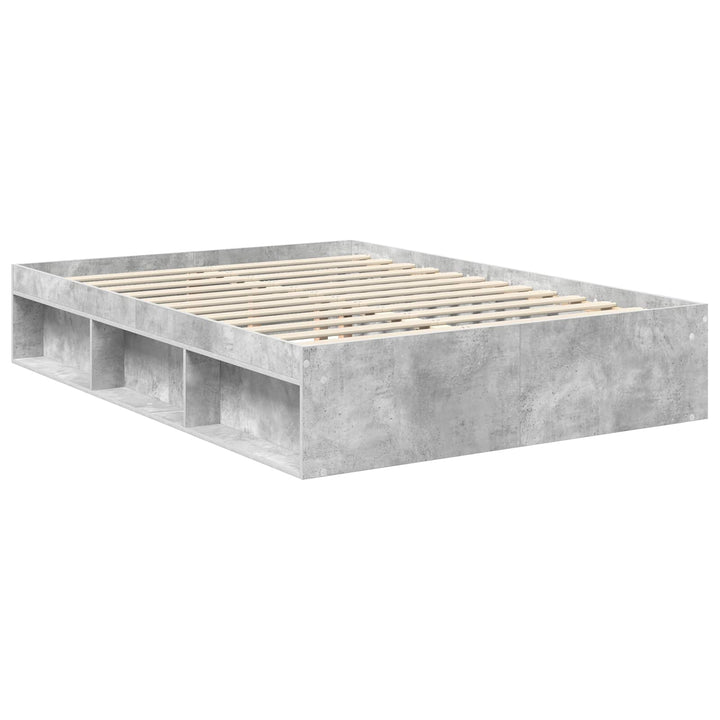 Sengestel med hovedgærde Beton Grå 135 x 190 cm Massiv fyrretræ
