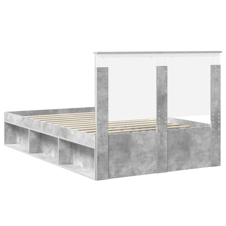 Sengestel med hovedgærde Beton Grå 135 x 190 cm Massiv fyrretræ
