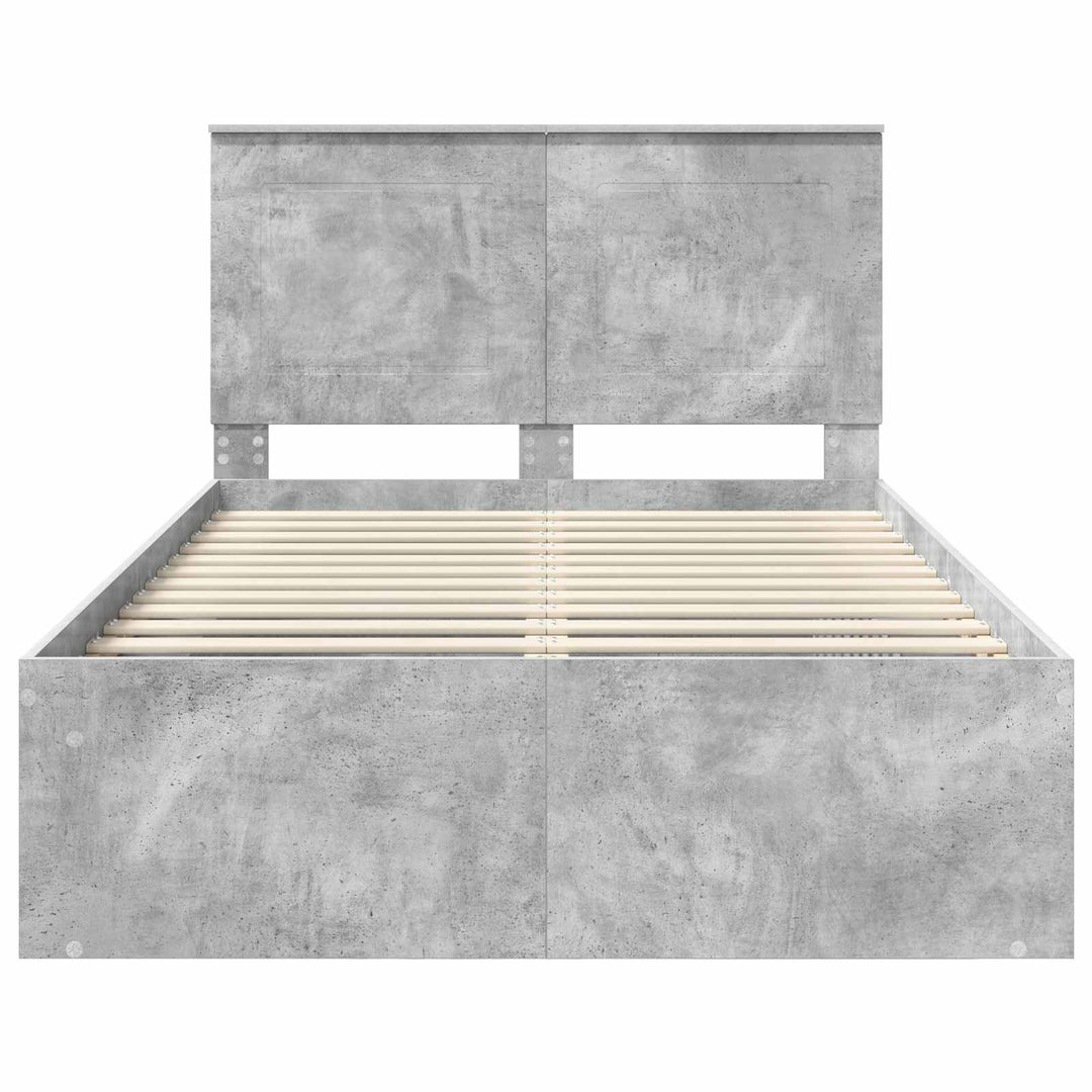 Sengestel med hovedgærde Beton Grå 135 x 190 cm Massiv fyrretræ
