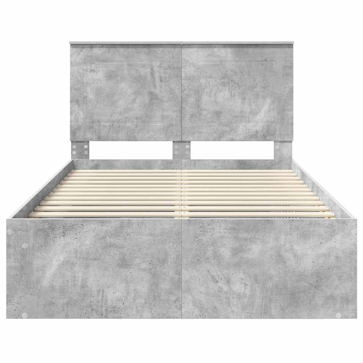 Sengestel med hovedgærde Beton Grå 135 x 190 cm Massiv fyrretræ