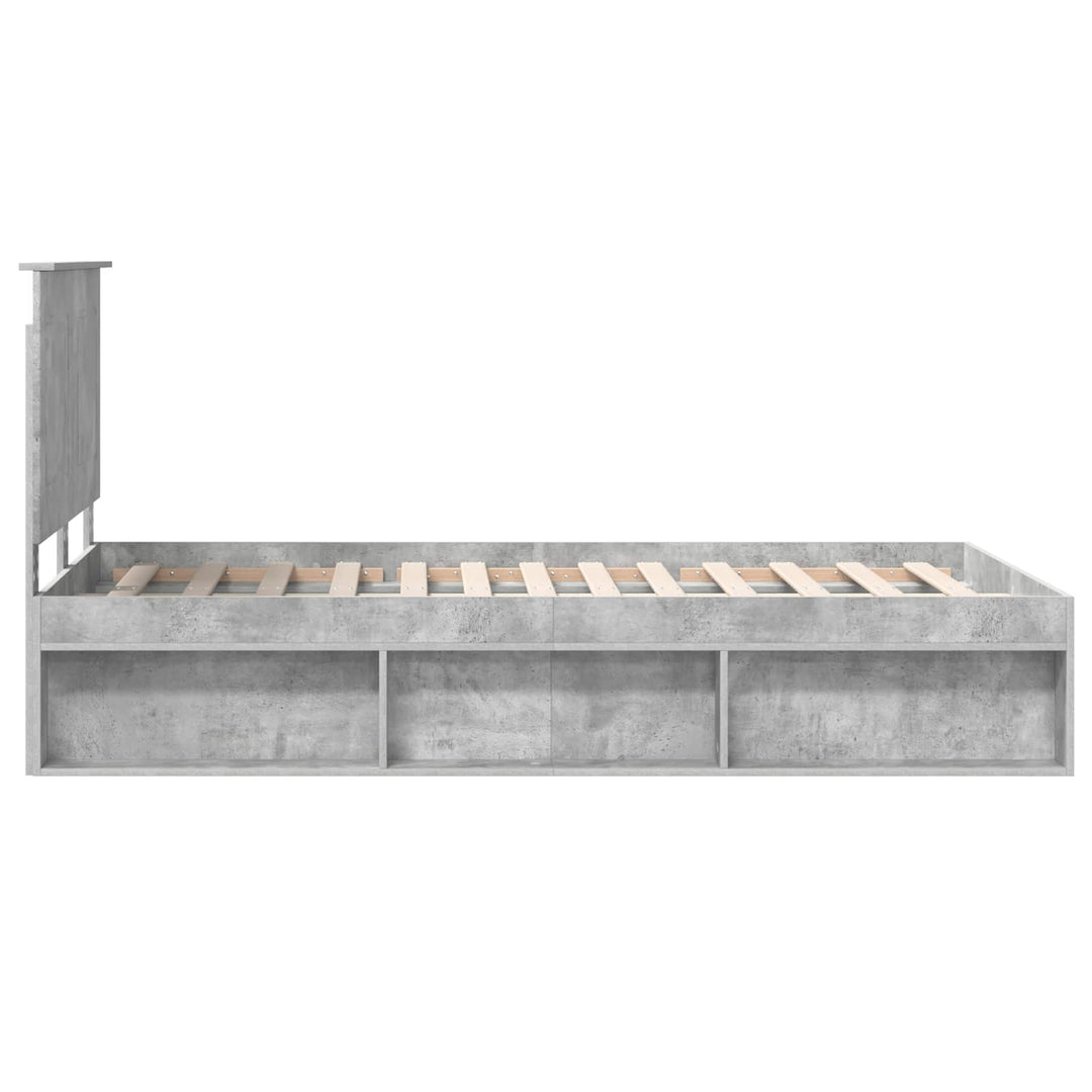 Sengestel med hovedgærde Beton Grå 135 x 190 cm Massiv fyrretræ