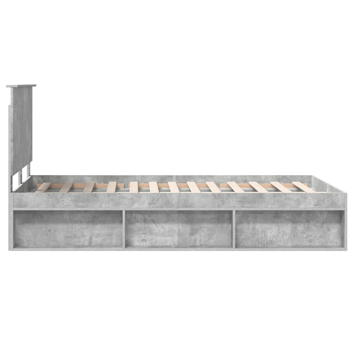 Sengestel med hovedgærde Beton Grå 135 x 190 cm Massiv fyrretræ