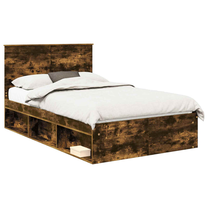 Sengestel med hovedgærde Røget eg 135 x 190 cm Massiv fyrretræ