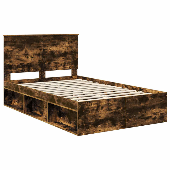 Sengestel med hovedgærde Røget eg 135 x 190 cm Massiv fyrretræ