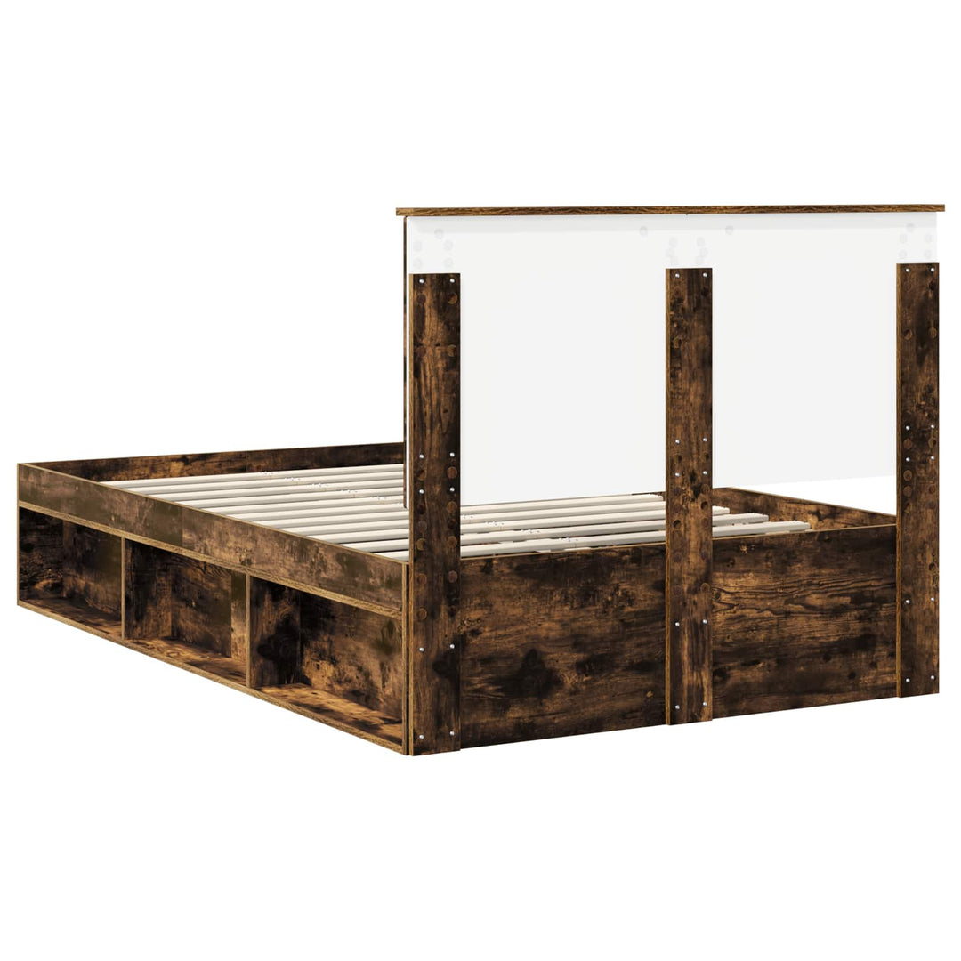 Sengestel med hovedgærde Røget eg 135 x 190 cm Massiv fyrretræ