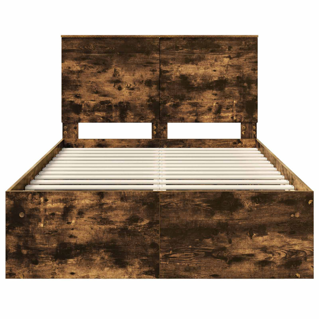 Sengestel med hovedgærde Røget eg 135 x 190 cm Massiv fyrretræ