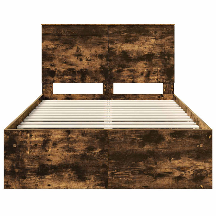 Sengestel med hovedgærde Røget eg 135 x 190 cm Massiv fyrretræ