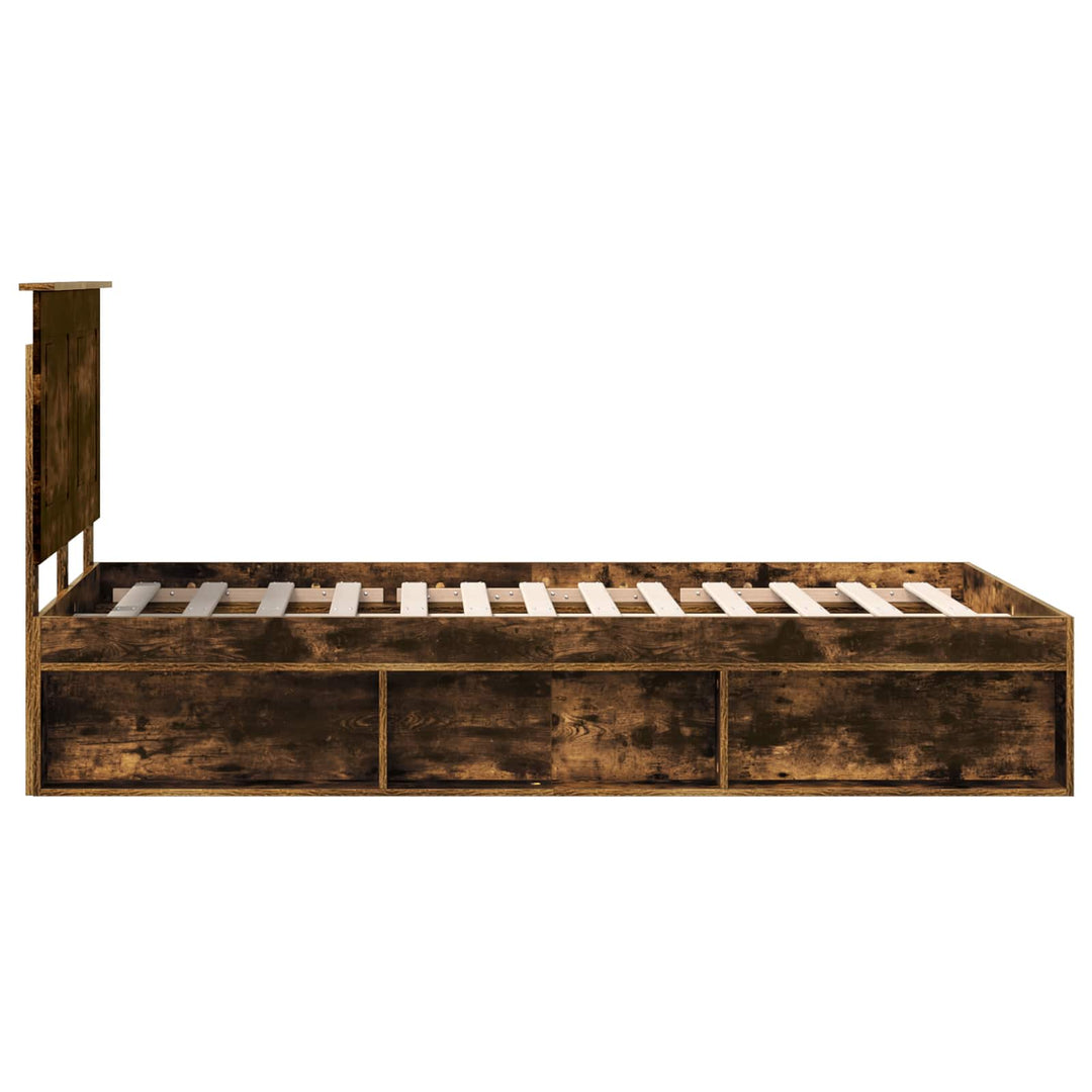 Sengestel med hovedgærde Røget eg 135 x 190 cm Massiv fyrretræ