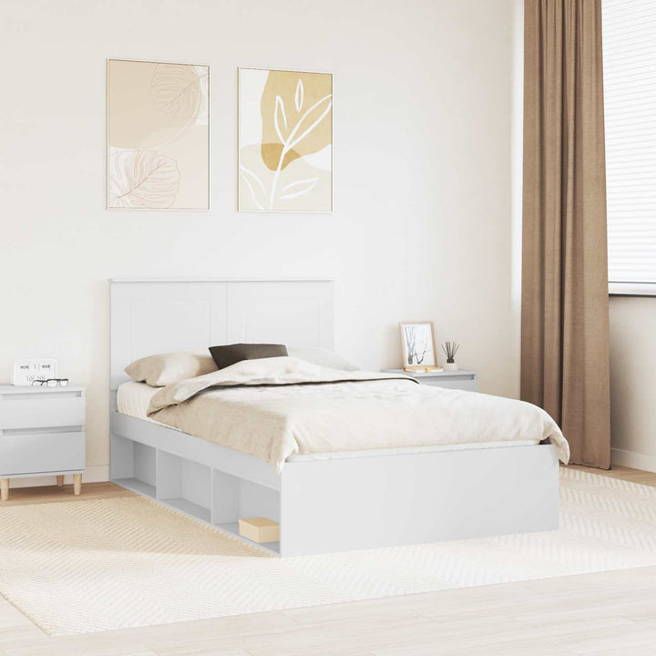 Sengestel med hovedgærde Hvid 120 x 190 cm Massiv fyrretræ