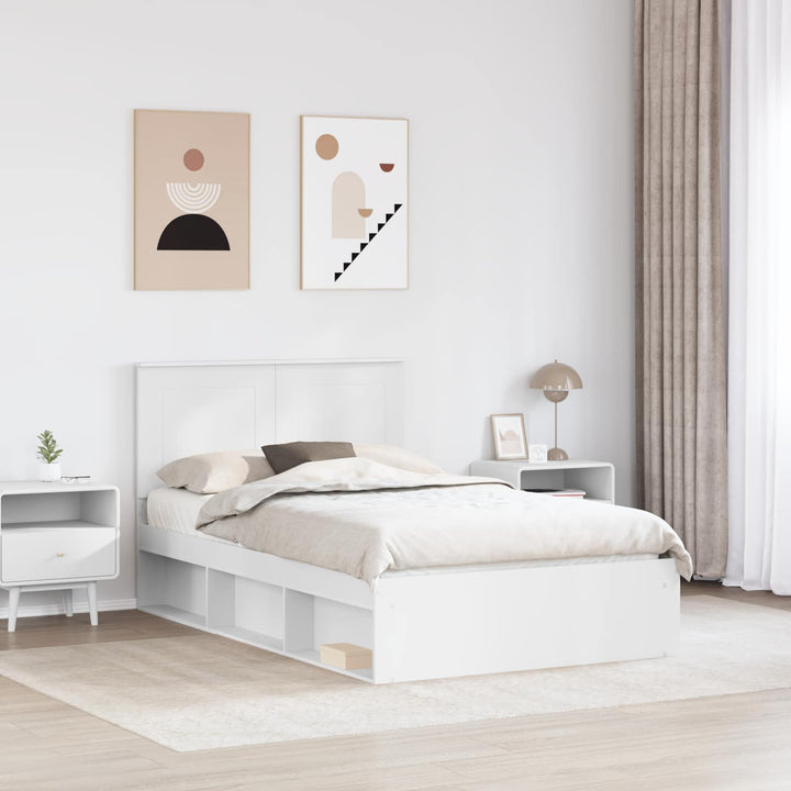 Sengestel med hovedgærde Hvid 120 x 190 cm Massiv fyrretræ