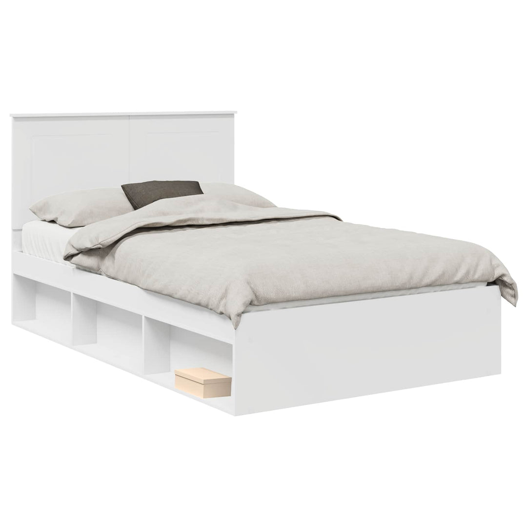 Sengestel med hovedgærde Hvid 120 x 190 cm Massiv fyrretræ