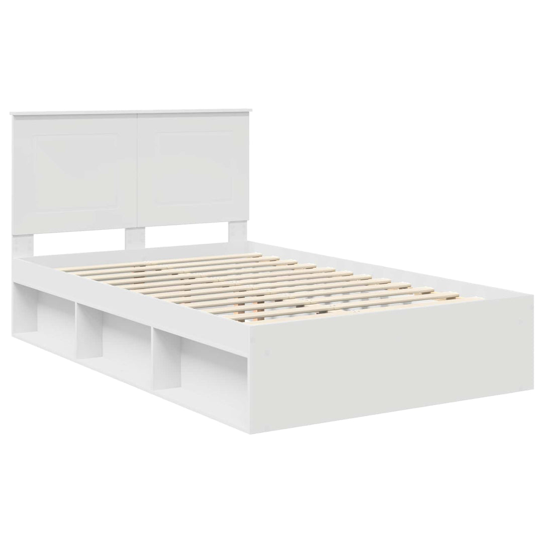 Sengestel med hovedgærde Hvid 120 x 190 cm Massiv fyrretræ