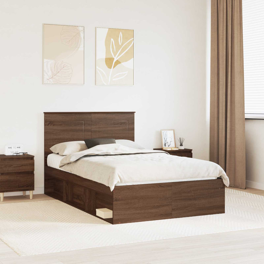 Sengestel med hovedgærde Brun eg 120 x 190 cm Massiv fyrretræ